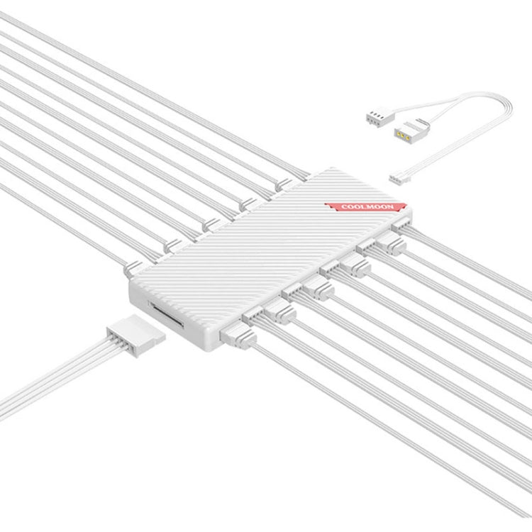 COOLMOON AM10 ARGB+PWM Dual 10 puertos Control de temperatura Splitter ventilador con caja 5V 3Pin HUB