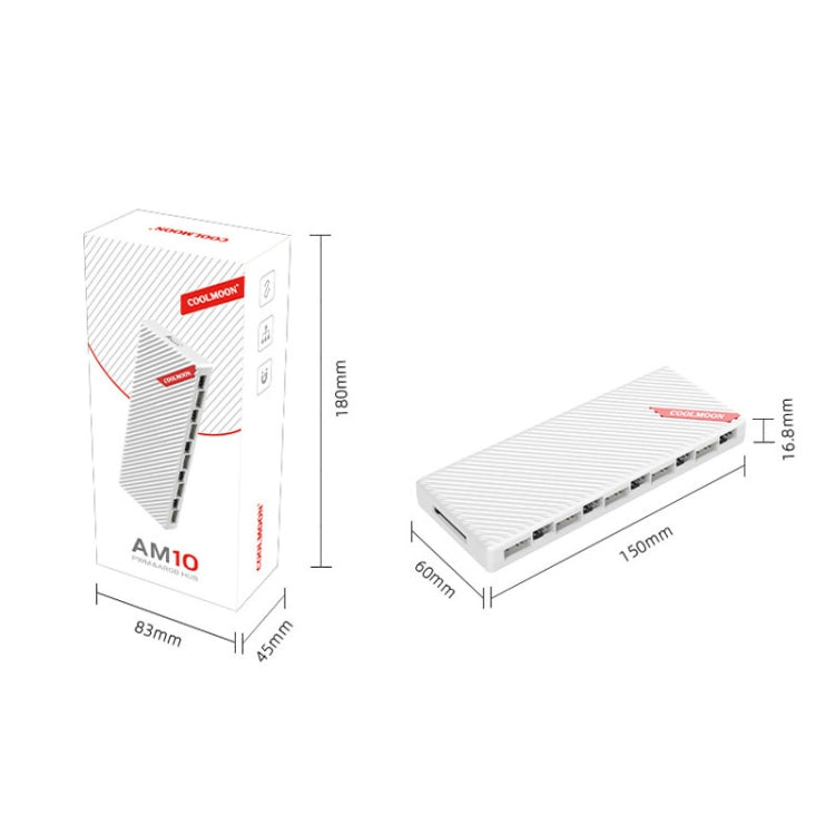 COOLMOON AM10 ARGB+PWM Dual 10 puertos Control de temperatura Splitter ventilador con caja 5V 3Pin HUB