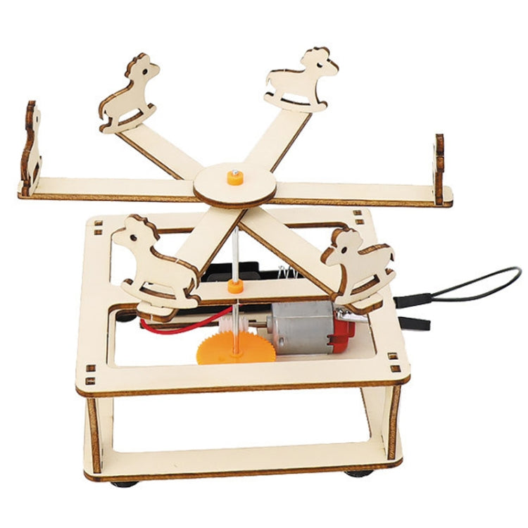 Modelo de ensamblaje de carrusel eléctrico para niños, juguete casero de producción de tecnología científica DIY, Electrical Carousel