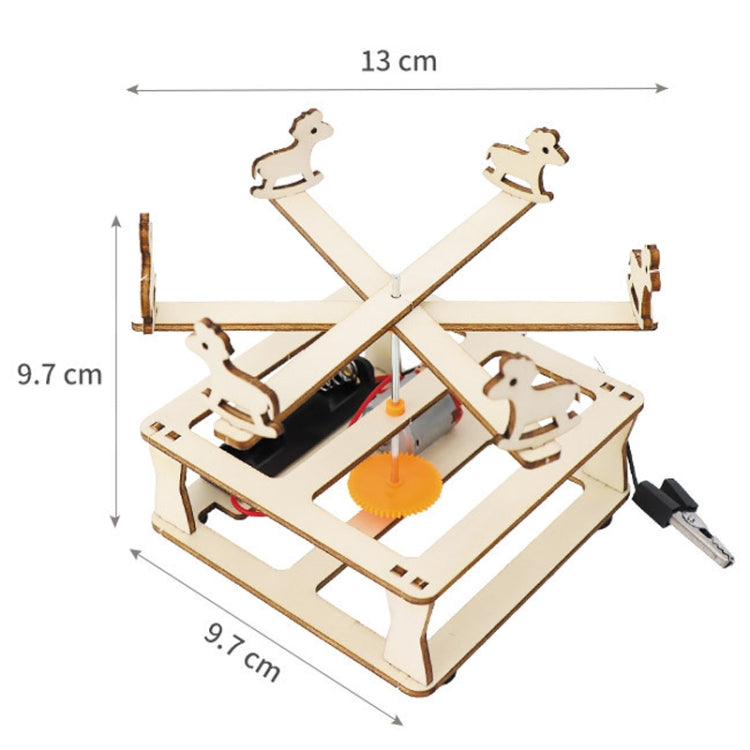 Modelo de ensamblaje de carrusel eléctrico para niños, juguete casero de producción de tecnología científica DIY, Electrical Carousel