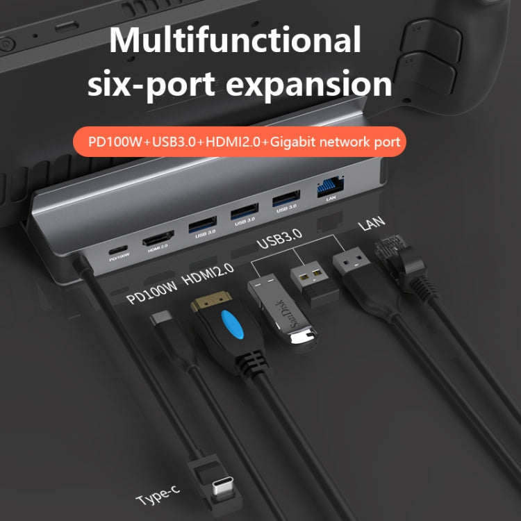 Para Steam Deck/ROG Blueendless DS601 tipo C consola de juegos Base HUB estación de acoplamiento, 6-in-1 DS601