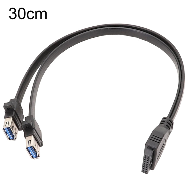 Placa base USB3.0 Cable de panel frontal de 19 pines a doble puerto Un cable plano de datos hembra, 30cm, 50cm, 80cm