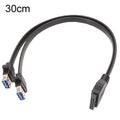 Placa base USB3.0 Cable de panel frontal de 19 pines a doble puerto Un cable plano de datos hembra, 30cm, 50cm, 80cm