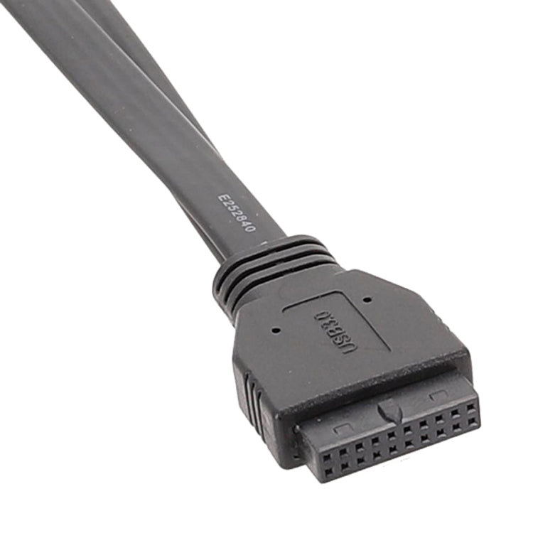 Placa base USB3.0 Cable de panel frontal de 19 pines a doble puerto Un cable plano de datos hembra, 30cm, 50cm, 80cm