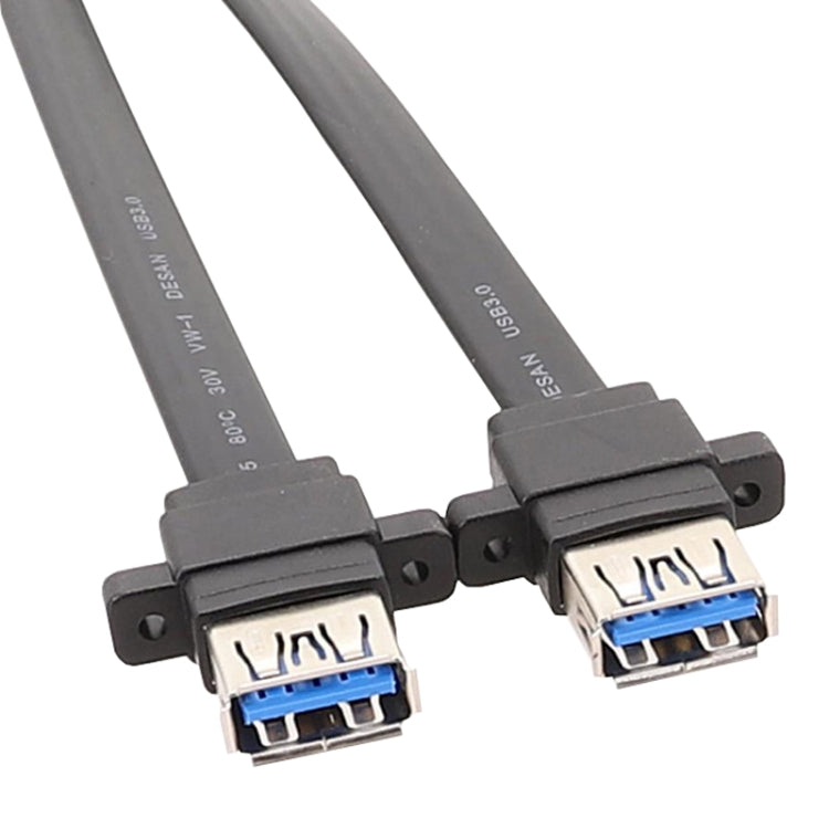 Placa base USB3.0 Cable de panel frontal de 19 pines a doble puerto Un cable plano de datos hembra, 30cm, 50cm, 80cm