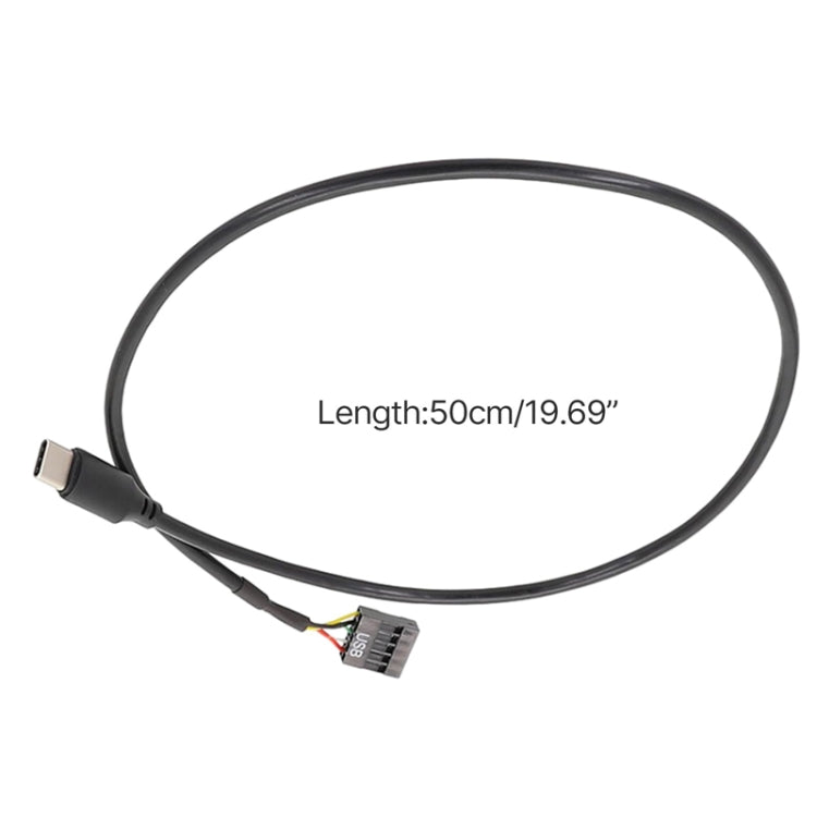Placa base USB de 9 pines a cable recto de datos con doble blindaje tipo C, 50cm Straight