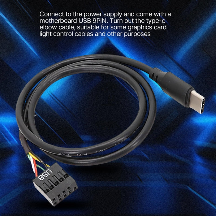 Placa base USB de 9 pines a cable recto de datos con doble blindaje tipo C, 50cm Straight