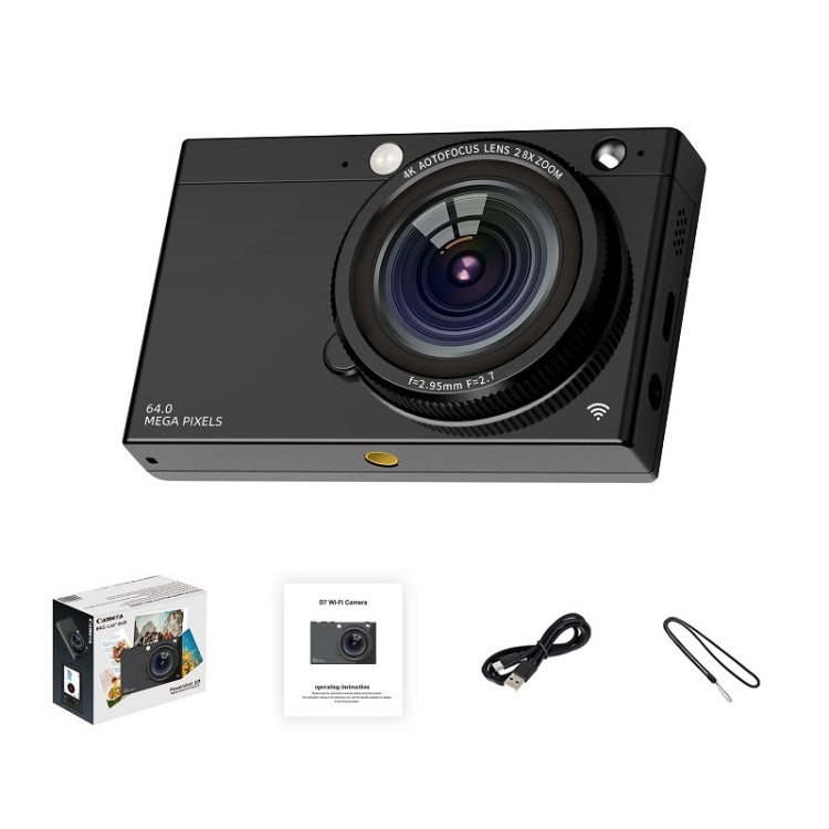 Cámara digital CCD de alta definición con tarjeta WiFi de 64 millones de píxeles, Black, White, Black + Microphone/Fill Light/Headphone Cable, White + Microphone/Fill Light/Headphone Cable, Black + Fill Light, White + Fill Light, Black + Microphone    ...