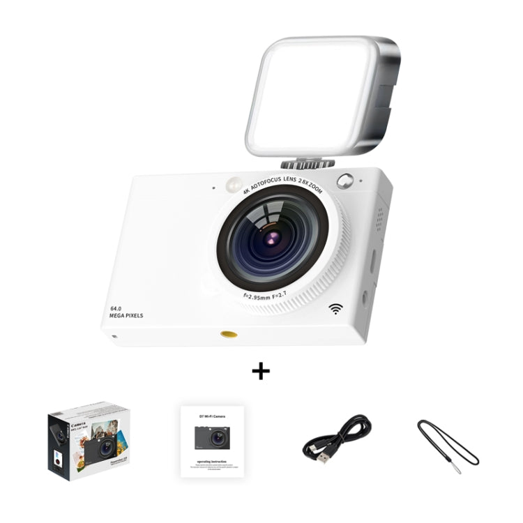 Cámara digital CCD de alta definición con tarjeta WiFi de 64 millones de píxeles, Black, White, Black + Microphone/Fill Light/Headphone Cable, White + Microphone/Fill Light/Headphone Cable, Black + Fill Light, White + Fill Light, Black + Microphone    ...