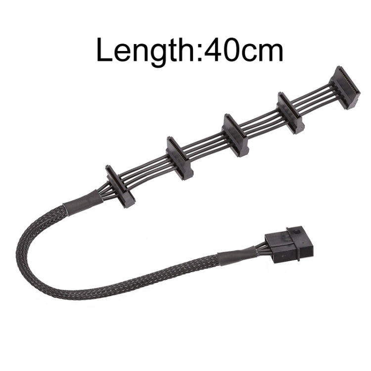 Cable grande de la jaula del disco duro de 1 a 5 de la rejilla 1 a 5 de la manga de 4Pin 18AWG, 40cm 4Pin 1 To 5