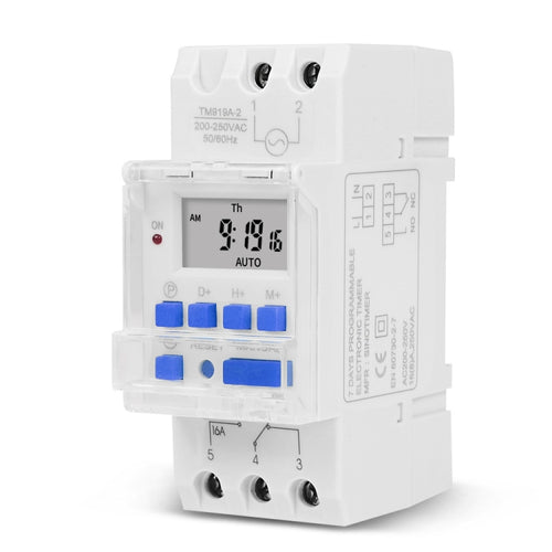 16A Montaje en carril Din Temporizador digital Interruptor Microordenador Control de relé de tiempo programable semanal, SINOTIMER TM919A-110V, SINOTIMER TM919A-2 220V, SINOTIMER TM919A-3 24V, SINOTIMER TM919A-4 12V, T SINOTIMER TM919A-5V              ...