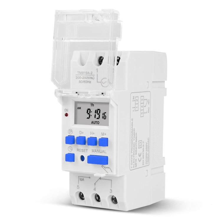 16A Montaje en carril Din Temporizador digital Interruptor Microordenador Control de relé de tiempo programable semanal, SINOTIMER TM919A-110V, SINOTIMER TM919A-2 220V, SINOTIMER TM919A-3 24V, SINOTIMER TM919A-4 12V, T SINOTIMER TM919A-5V              ...