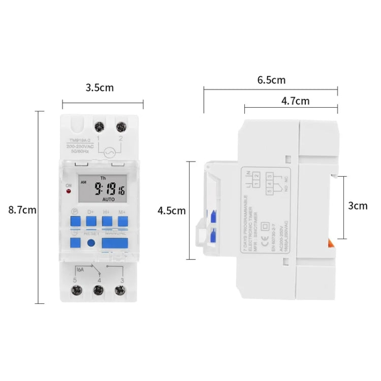 16A Montaje en carril Din Temporizador digital Interruptor Microordenador Control de relé de tiempo programable semanal, SINOTIMER TM919A-110V, SINOTIMER TM919A-2 220V, SINOTIMER TM919A-3 24V, SINOTIMER TM919A-4 12V, T SINOTIMER TM919A-5V              ...