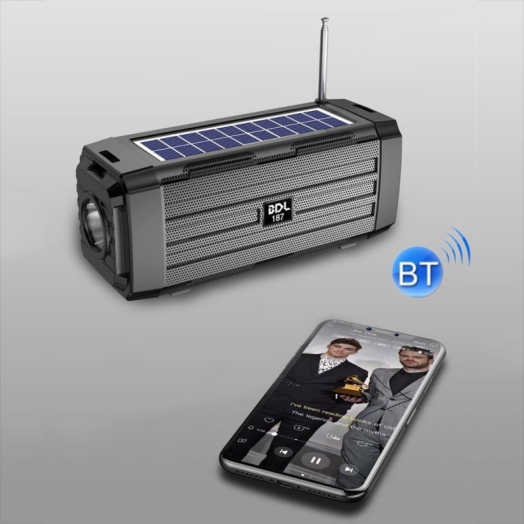 BDL-187 Altavoz inalámbrico con luz LED y Bluetooth, portátil, para exteriores, para acampar, radio FM
