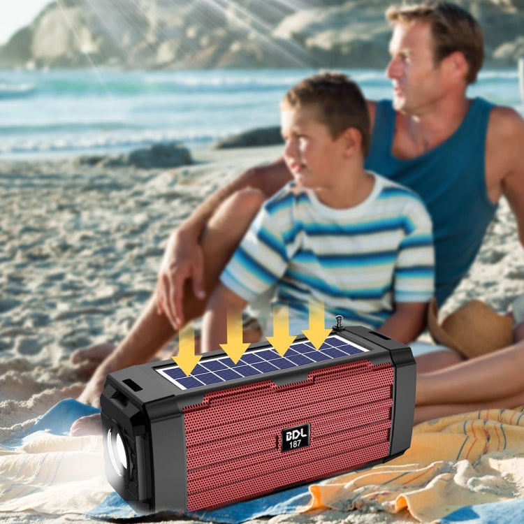 BDL-187 Altavoz inalámbrico con luz LED y Bluetooth, portátil, para exteriores, para acampar, radio FM