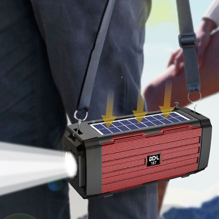 BDL-187 Altavoz inalámbrico con luz LED y Bluetooth, portátil, para exteriores, para acampar, radio FM