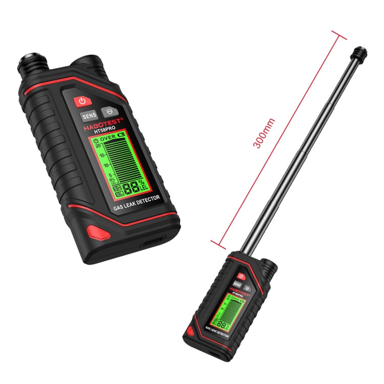 Detector de gas portátil recargable HABOTEST, HT629