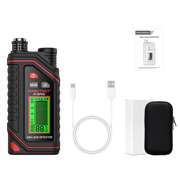 Detector de gas portátil recargable HABOTEST, HT629