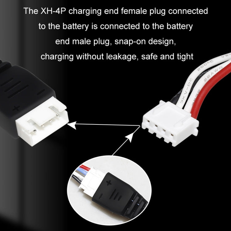 Cargador USB de batería de litio de 11.1V 2A 3S con luz, 4 Pin Plug