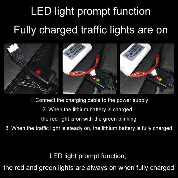 Cargador USB de batería de litio de 11.1V 2A 3S con luz, 4 Pin Plug
