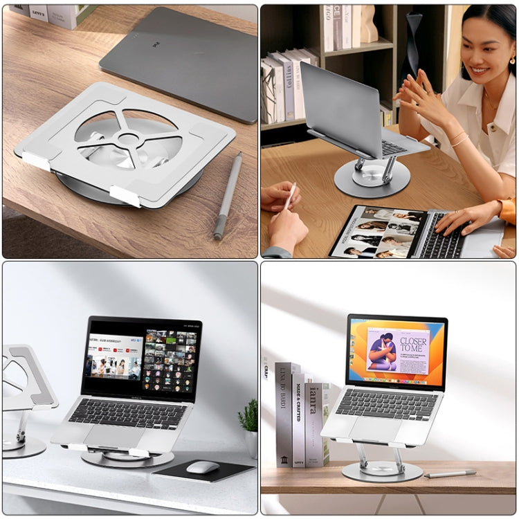 Soporte para computadora portátil de aleación de aluminio con base giratoria de 360 grados,, s11