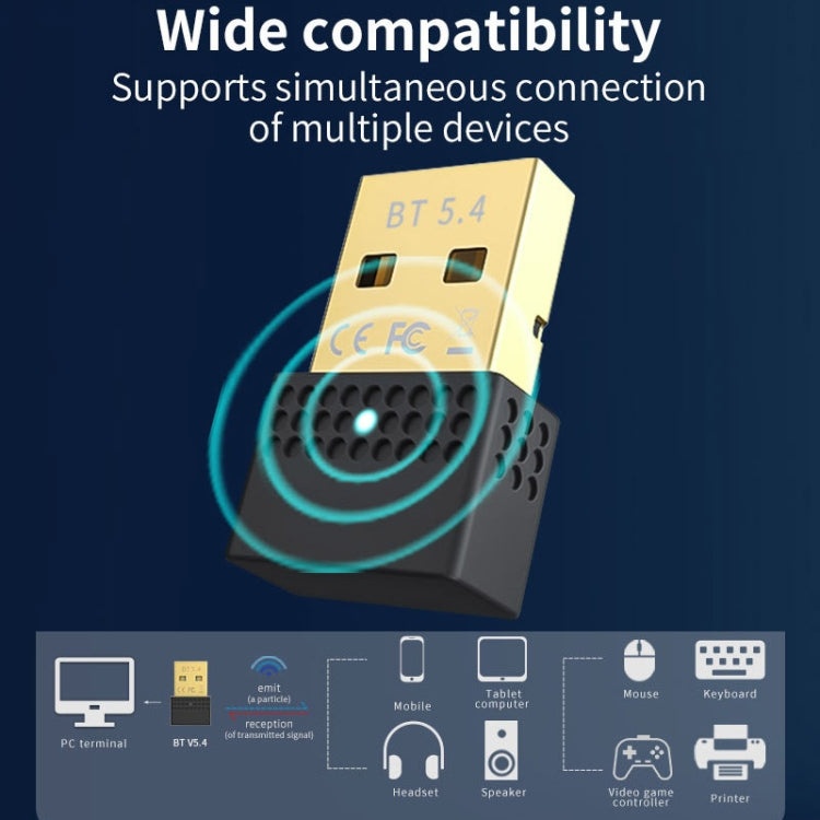 Adaptador USB Bluetooth 5.4 Transmisor Receptor Adaptador de Audio Bluetooth para PC, Bluetooth 5.4