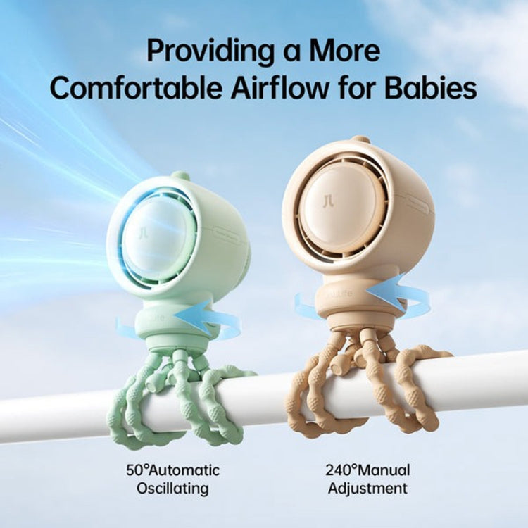 Ventilador para cochecito JisuLife Life2S, miniventilador de alta velocidad y ahorro de energía para cochecito, con cabezal oscilante sin aspas y purificador de aire, Life2S