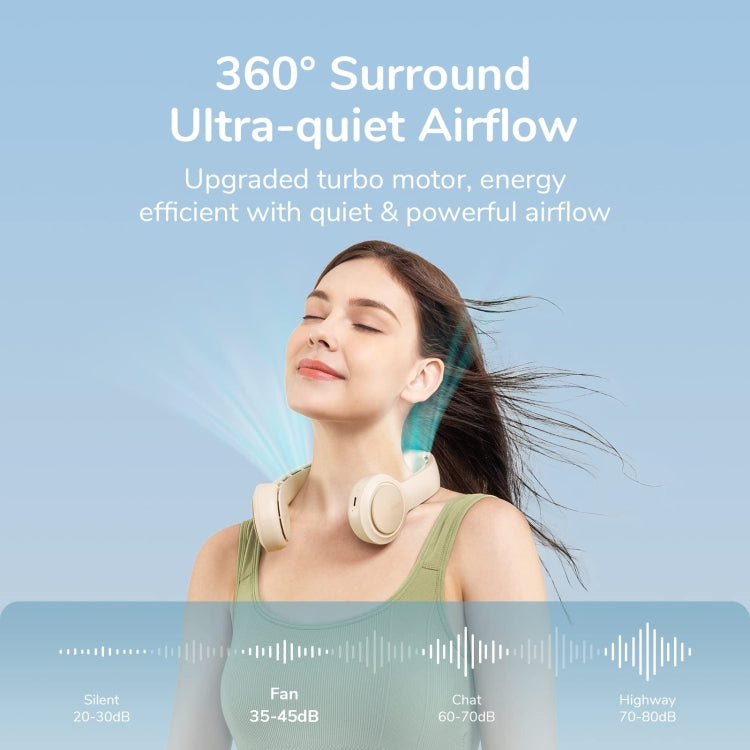 Ventilador de cuello colgante mini JisuLife FA31 recargable por USB, sin aspas, para exteriores, con alta potencia eólica