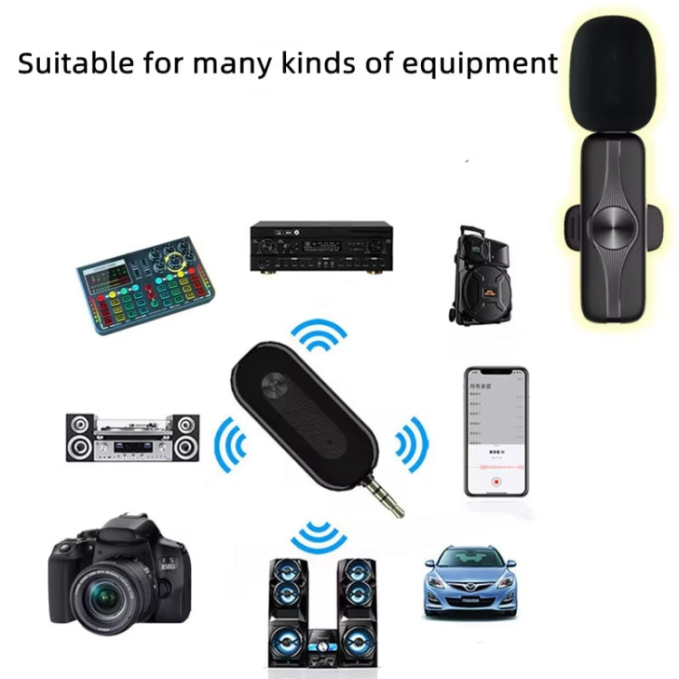Micrófono de solapa inalámbrico con receptor de 3,5 mm y trípode con luz de relleno de 9 pulgadas para fotografía en vivo, Single Mic, Double Mic