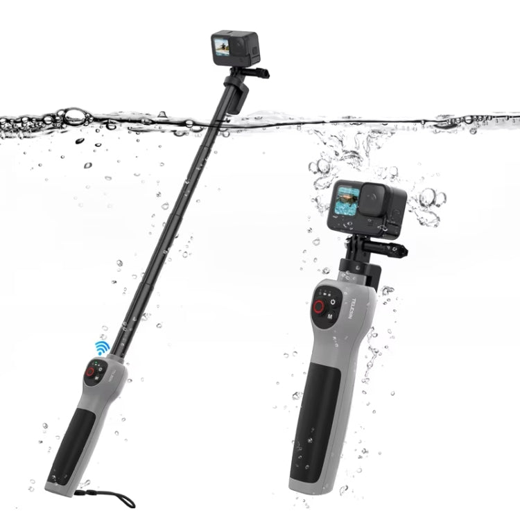 Palo selfie submarino TELESIN de 0,85 m con control remoto inalámbrico para GoPro HERO12 Black, HERO11 Black, HERO10 Black, HERO9 Black y HERO8 Black, Selfie Stick