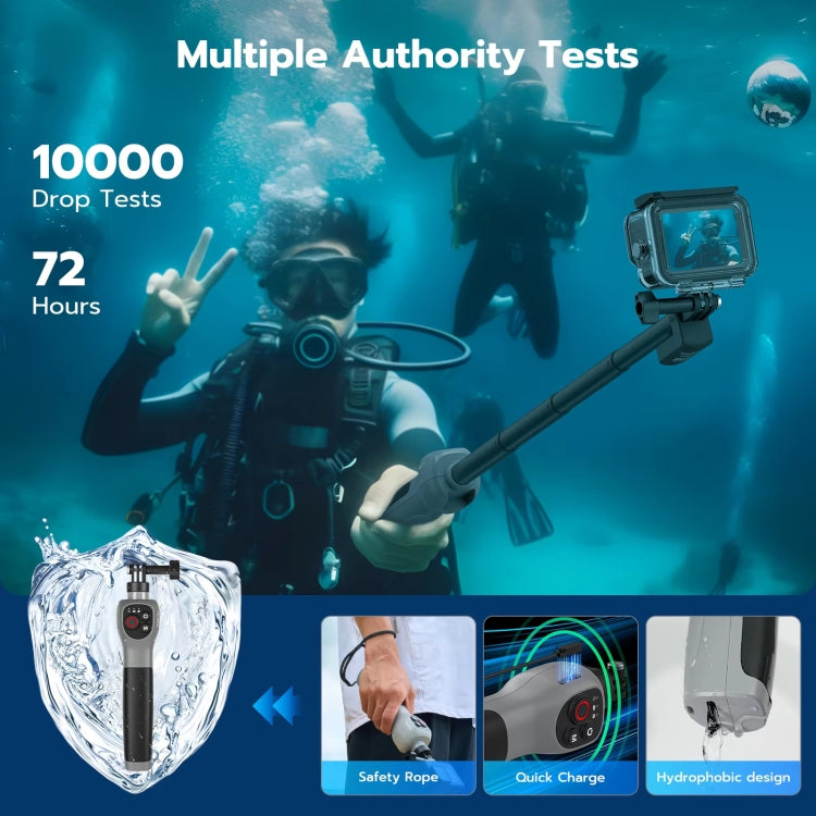 Palo selfie submarino TELESIN de 0,85 m con control remoto inalámbrico para GoPro HERO12 Black, HERO11 Black, HERO10 Black, HERO9 Black y HERO8 Black, Selfie Stick