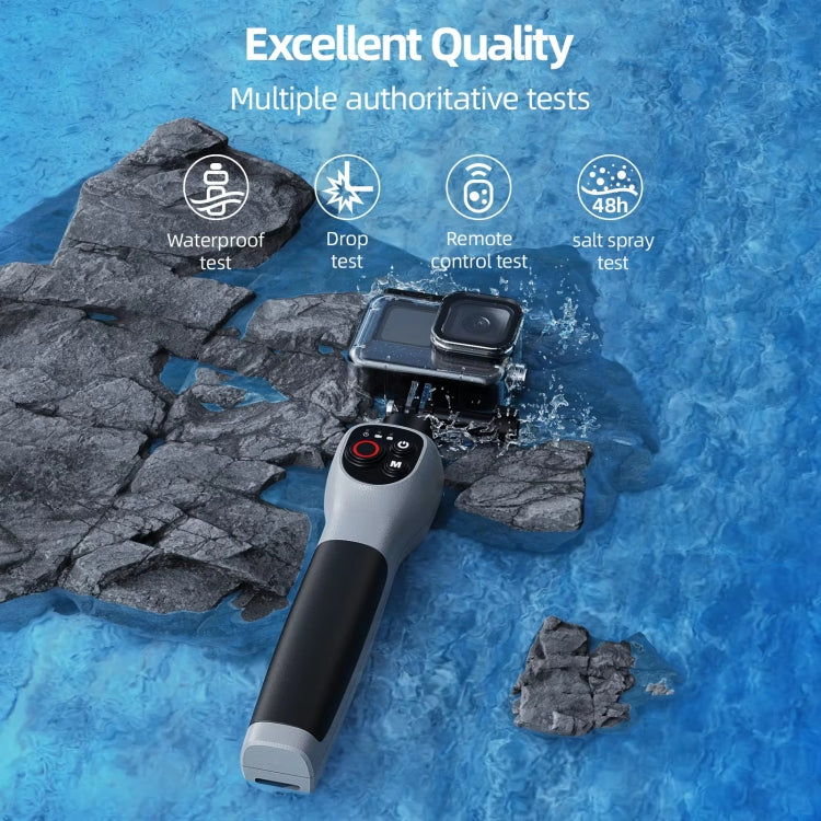 Palo selfie submarino TELESIN de 0,85 m con control remoto inalámbrico para GoPro HERO12 Black, HERO11 Black, HERO10 Black, HERO9 Black y HERO8 Black, Selfie Stick