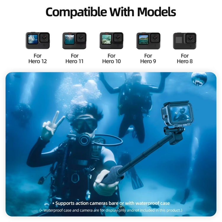 Palo selfie submarino TELESIN de 0,85 m con control remoto inalámbrico para GoPro HERO12 Black, HERO11 Black, HERO10 Black, HERO9 Black y HERO8 Black, Selfie Stick