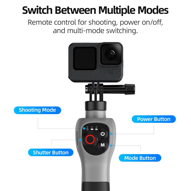 Palo selfie submarino TELESIN de 0,85 m con control remoto inalámbrico para GoPro HERO12 Black, HERO11 Black, HERO10 Black, HERO9 Black y HERO8 Black, Selfie Stick