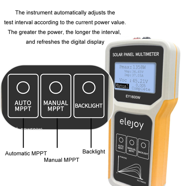 Multímetro para panel solar fotovoltaico MPPT de 1600 W de Elejoy, EY1600W