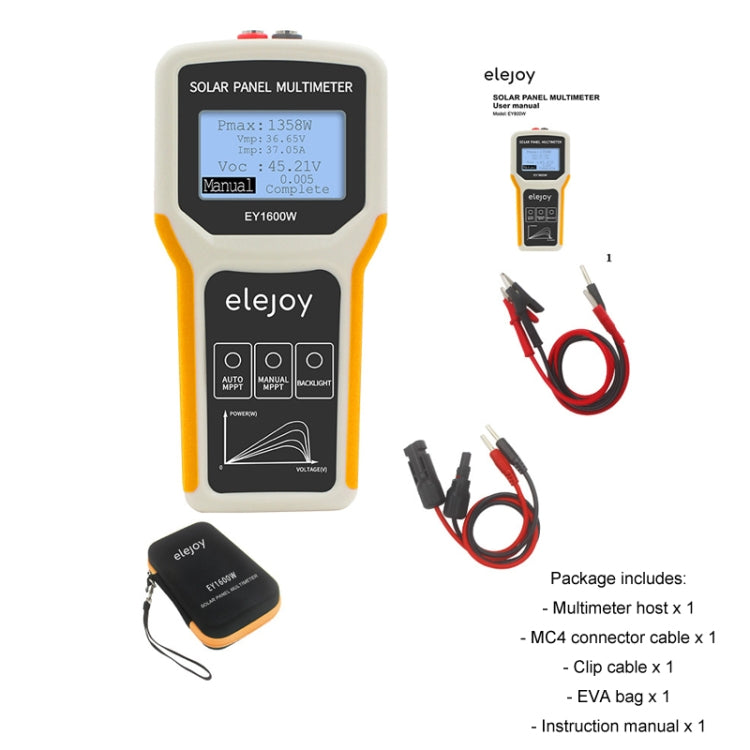 Multímetro para panel solar fotovoltaico MPPT de 1600 W de Elejoy, EY1600W