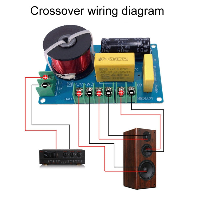 Divisor de altavoces para cine en casa con cruce de audio de 3 vías para frecuencias altas, medias y bajas PUV-W3, A Model, B Model, C Model, D Model