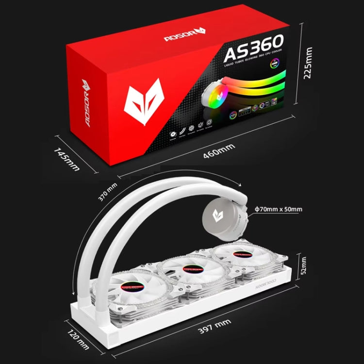 Enfriador de computadora COOLMOON AS360 Magic Diamond Edition con luz de refrigeración por agua ARGB y radiador de CPU integrado, AS360