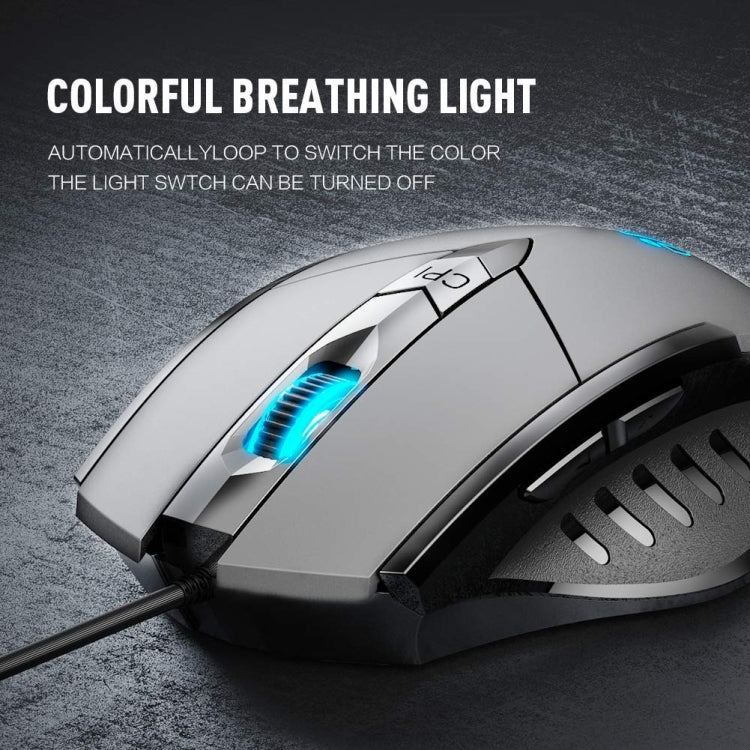 Ratón para juegos de computadora con iluminación, silencioso y con cable de 6 botones Inphic PW1H