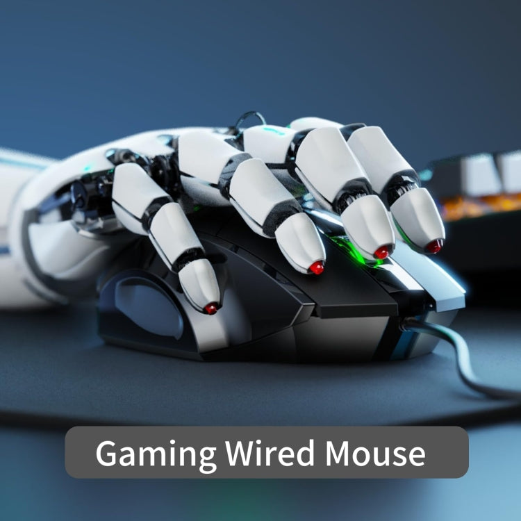 Ratón para juegos de computadora con iluminación, silencioso y con cable de 6 botones Inphic PW1H