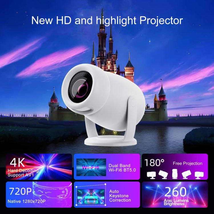 Proyector inteligente HY400 con sistema Android 12.0 Proyector familiar portátil, US Plug, EU Plug, UK Plug, AU Plug