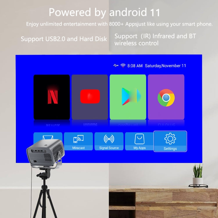 Proyector portátil inteligente Android 4K, US Plug, UK Plug, EU Plug, AU Plug