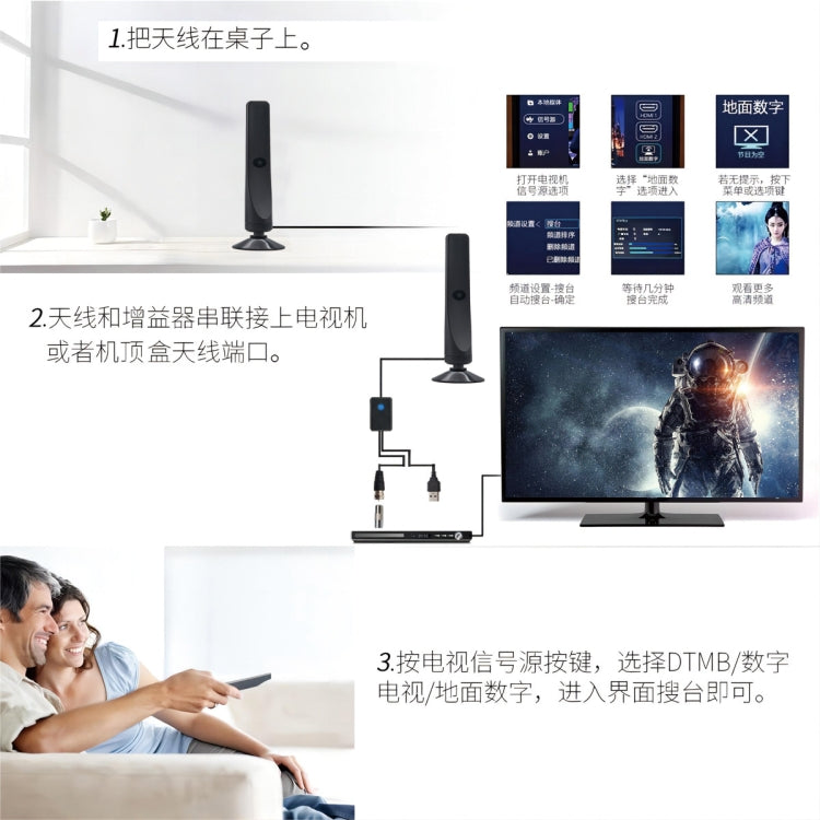 Antena de TV digital para interiores 4K 1080P para canales locales, alcance de 50 millas con amplificador de señal, 50 Miles 20dBi HDTV-T2