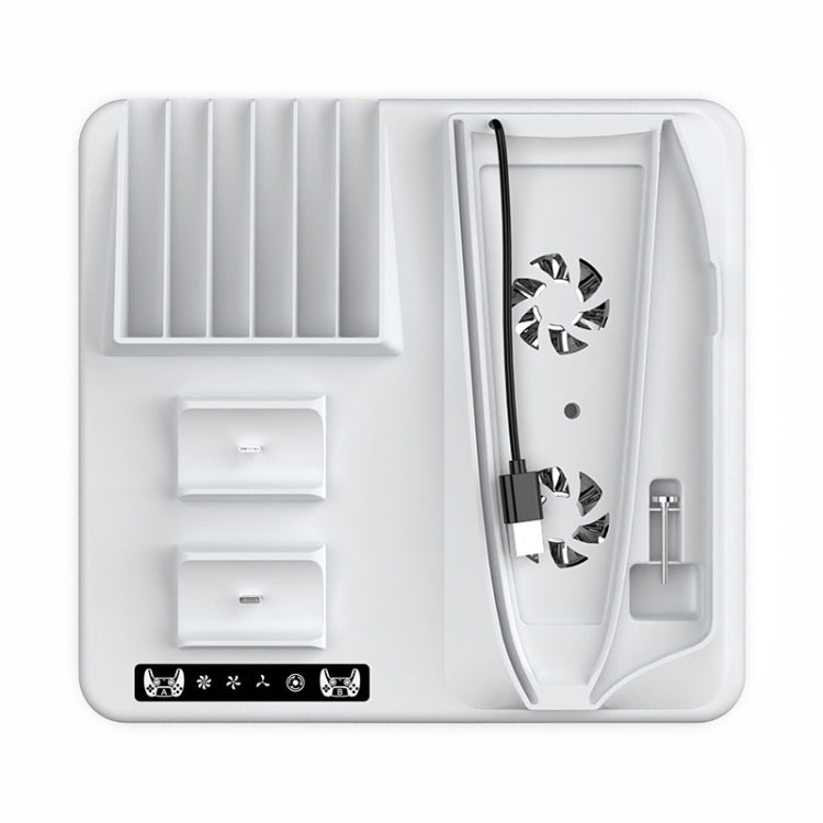 Soporte de refrigeración multifuncional iplay para PS5 Slim con estación de carga para dos controladores, soporte para auriculares y almacenamiento para 6 tarjetas de juego, HBP-537