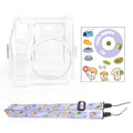 Estuche de cristal para fotografía Fuji Instax Mini SE, correa para el hombro, cuerda y juego de pegatinas