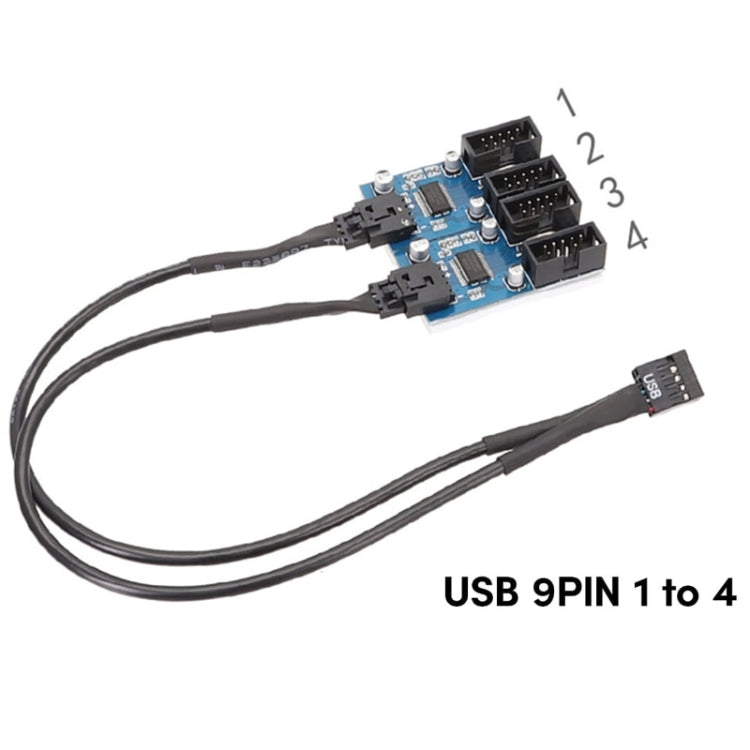 Cable de extensión USB 2.0 de 9 pines para placa base, 1 en 4, compatible con chip, interfaz múltiple para uso compartido, 1 In 4