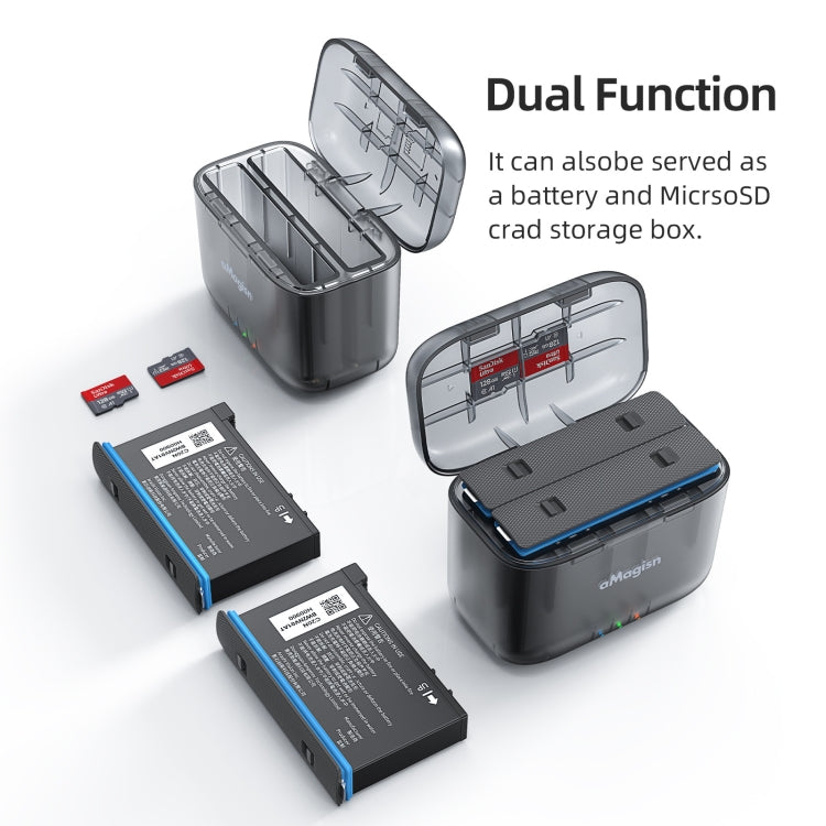 Compartimento de almacenamiento de batería transparente para Insta360 X4 AMigisn Dual Battery Charging Box, For Insta360 X4  Transparent