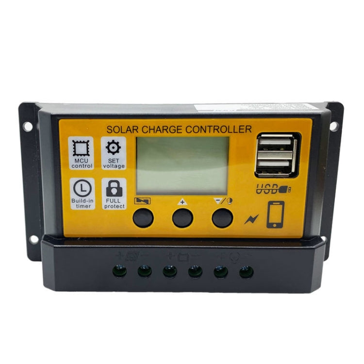 Controlador solar simple de 12 V/24 V, control de tiempo de luz, regulador de panel solar con USB, 10A, 20A, 30A