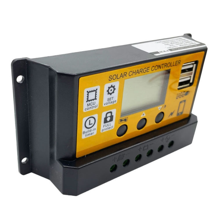 Controlador solar simple de 12 V/24 V, control de tiempo de luz, regulador de panel solar con USB, 10A, 20A, 30A