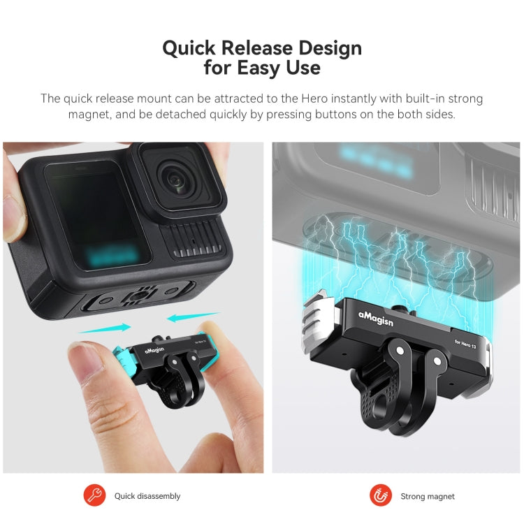 Adaptador de interfaz dual con base de liberación rápida magnética de metal aMagisn para GoPro HERO13 Black, For GoPro HERO13 Metal